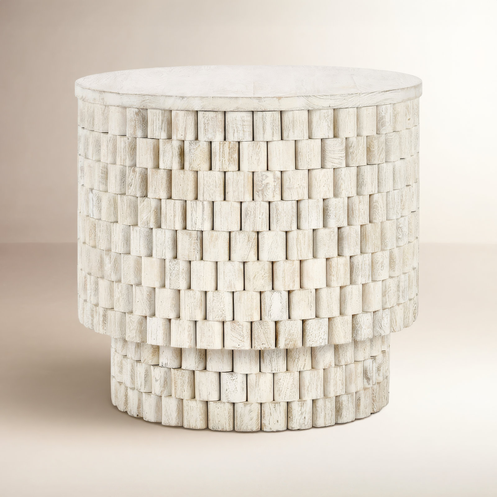 Abshire 25" Mango End Table, White