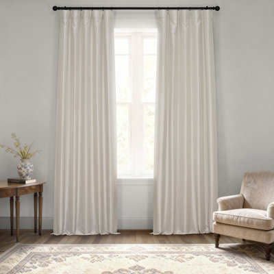 Rayne Vintage Textured Faux Dupioni Silk Room Darkening Curtains Window Single Curtain Panel