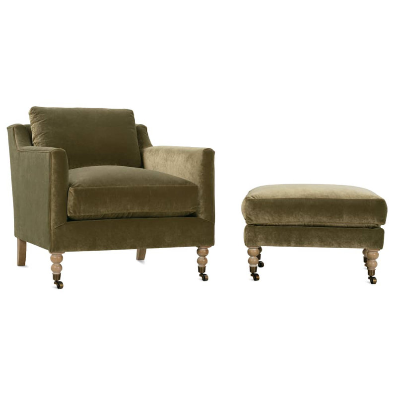 Madeline Armchair, Olive Velvet (13295-13), Washed Oak