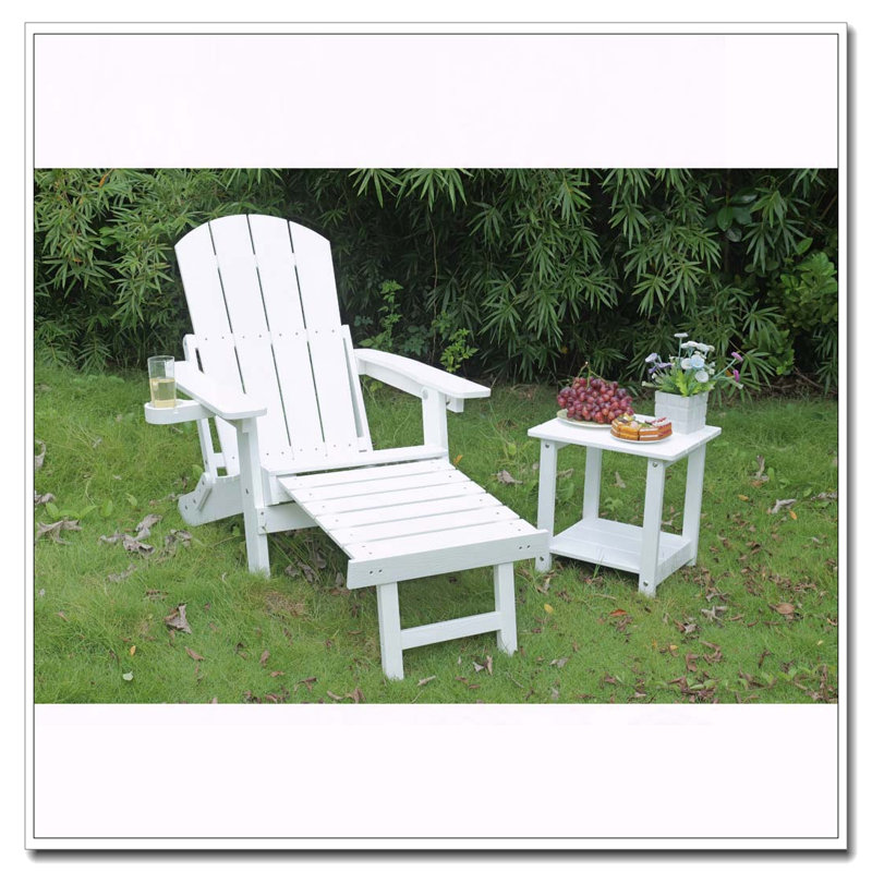 Ensemble de 2 chaises longues d'extérieur toutes saisons avec repose-pieds caché, porte-gobelet et conception pliable, Blanc
