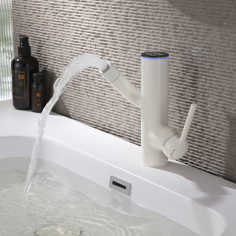Robinet de lavabo pour salle de bain à poignée simple 7-1 / 2 "H, Blanc