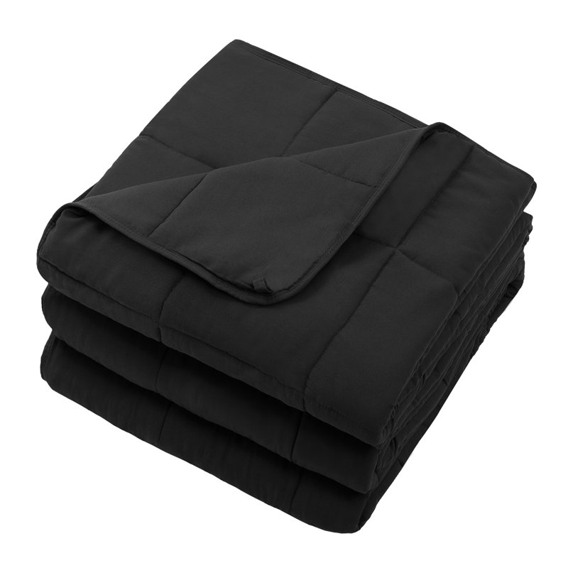 Jeté ultra doux et respirant, 20 lb, Noir, Très grand lit