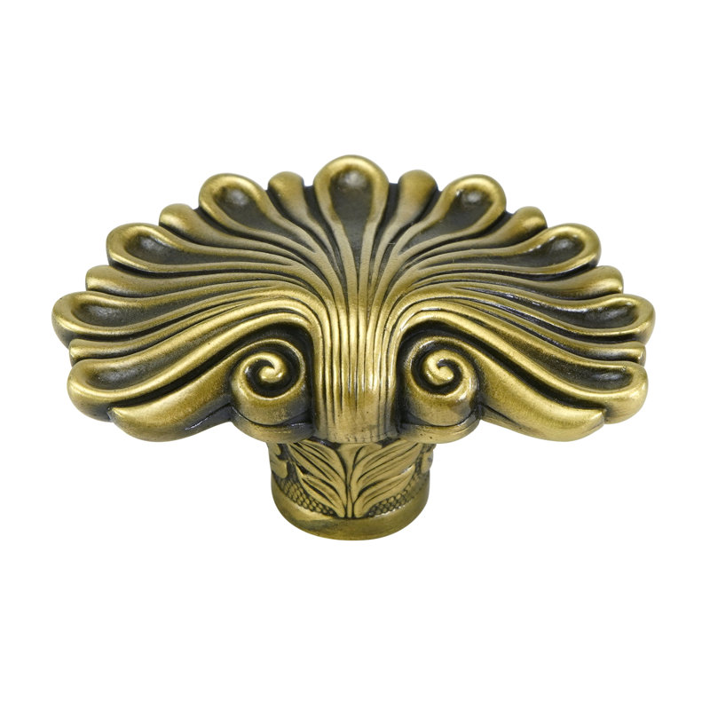 FEDERAL SHELL KNOB IN ANTIQUE NICKEL PLATE, Brass