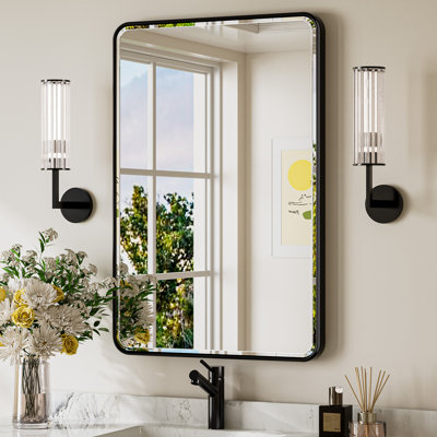 Beveled Bathroom Vanity Mirror with Aluminum Frame, Wall Accent Mirror, Tempered Glass