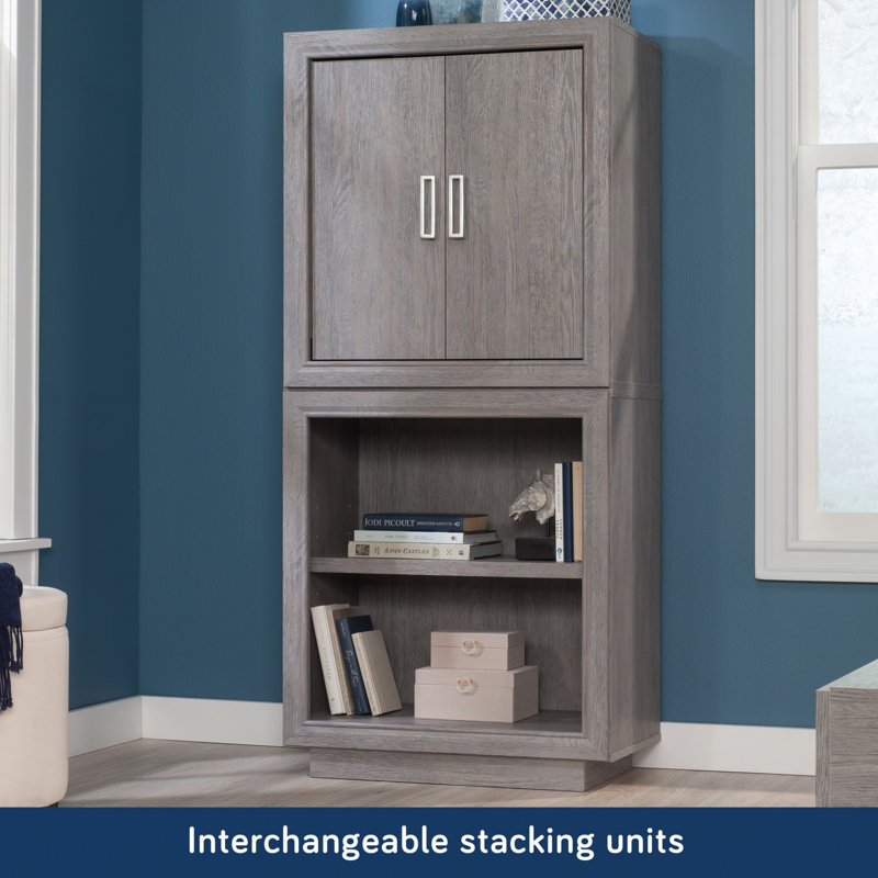 Wooden Cabinet With Open Storage Shelf