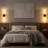 Dimmable Hardwired Wall Sconces, 23.7" Modern Black Bathroom Vanity Lights with Clear Glass & Bulbs, Wall Mount Fixtures for Bedroom Mirror Living Room Hallway-1615514290