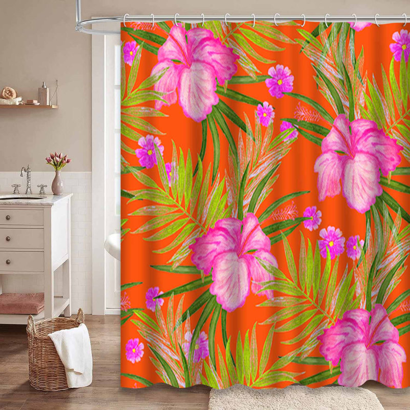 Aquarelle fleur d'hibiscus tropical avec 12 crochets, L 72 po x l 84 po