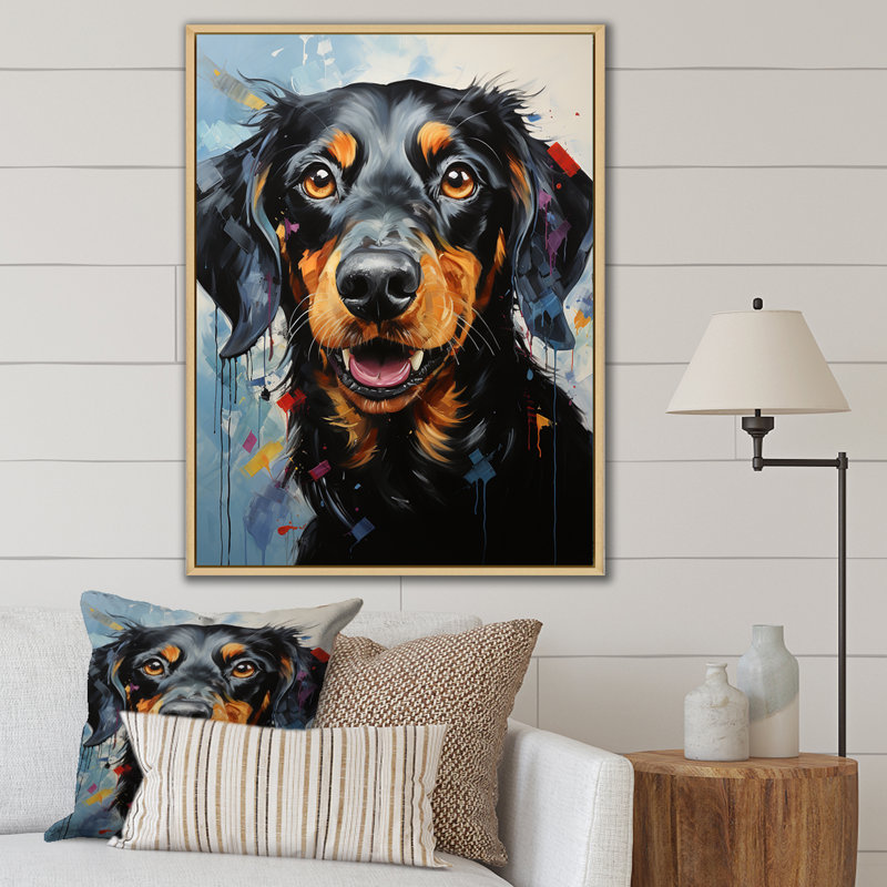 Dachshund Delight III sur impression sur toile, H 20 po x l 12 po x P 1 po, Cadre naturel flottant