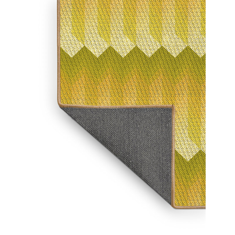 Tapis géométrique en laine beige / vert, Rectangle 2 pi x 3 pi