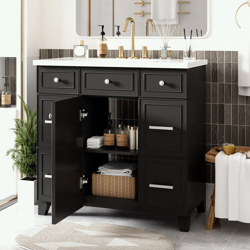 Armoire de salle de bain Nicette, Noir, noir, noir, noir