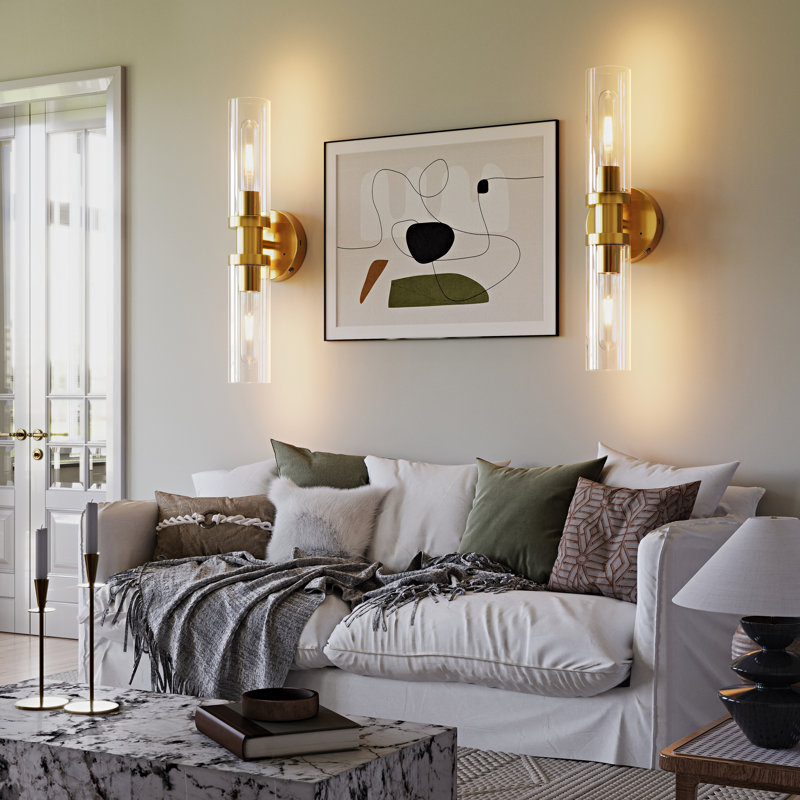 Applique murale rechargeable 16,5 po avec télécommande et ampoule incluse, Doré