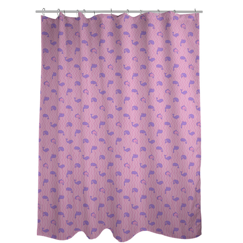 Rideau de douche simple katelyn elizabeth baleines, Rose / Mauve