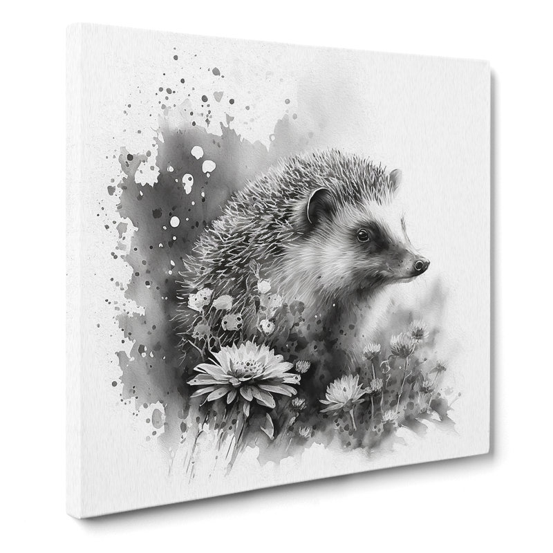 Hedgehog Ink Wash - Wrapped Canvas