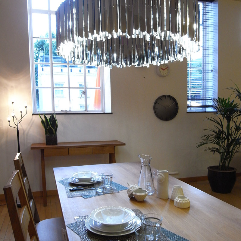 Facet Chandelier, 11.8" H x 23.6" W x 23.6" D, Polished Stainless Steel
