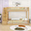 Lit simple superposé en bois avec garde-corps et escalier-1651036908