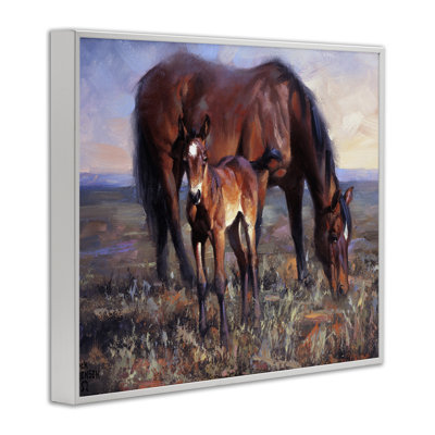 Mother Horse & Foal Landscape Framed Giclee Art, design by Jack Sorenson
