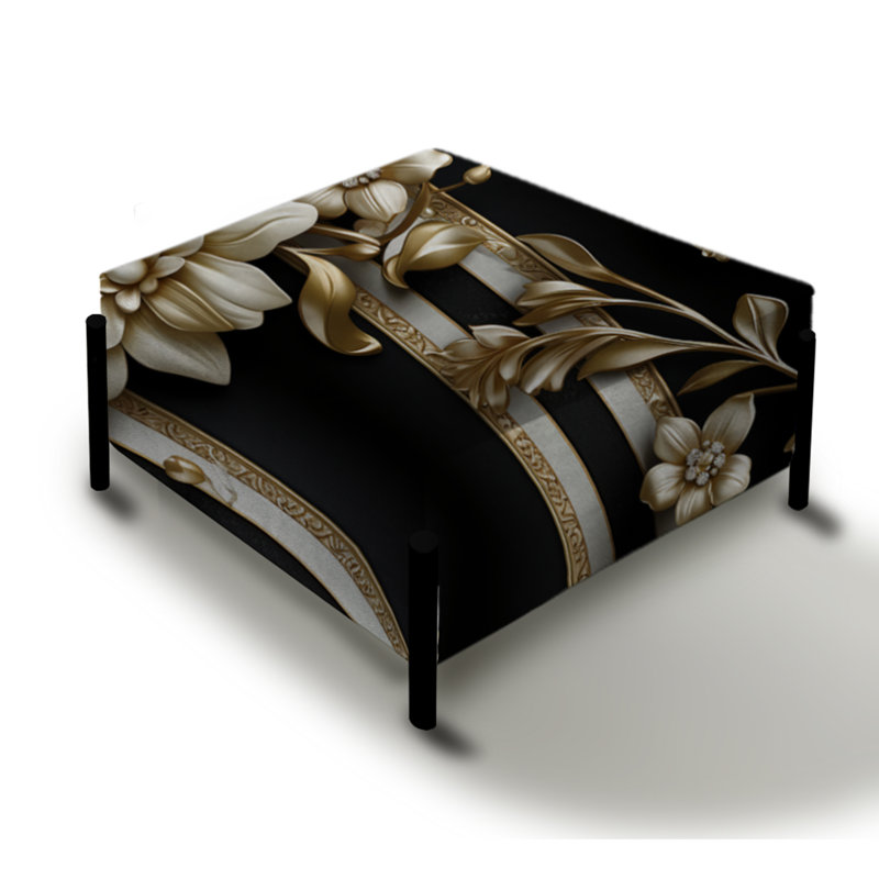 Gold Regal Floral Elegant Striped Harmony - Grand repose-pieds carré rayé