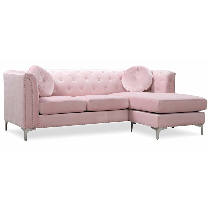 Herriman 2 - Piece Upholstered Sofa & Chaise, Pink Velvet