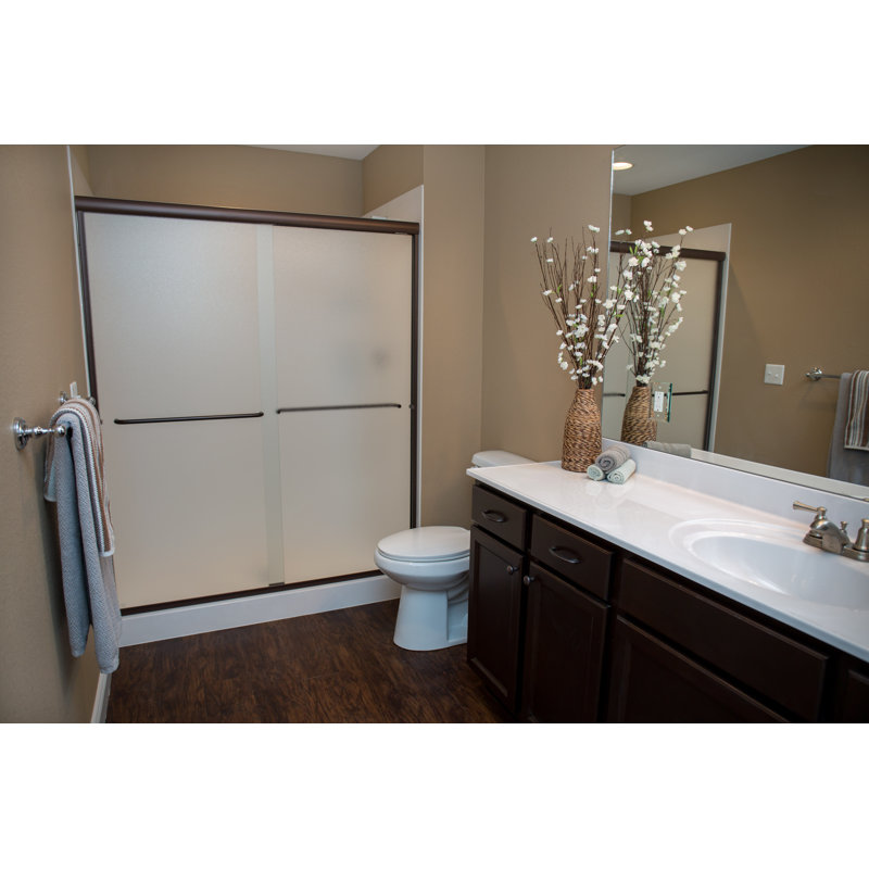 Glissière de porte de douche semi-sans cadre 54,75 po x 56 po Bull Shoals, Obscurci, Nickel brossé