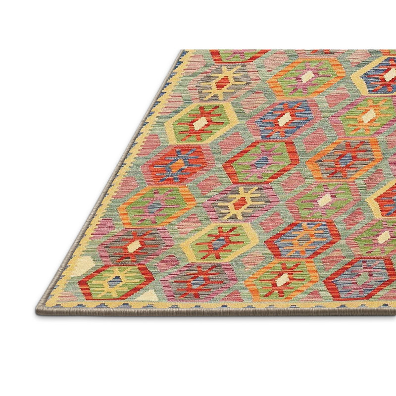 Tapis contemporaine beige/rouge/rose pâle, Rectangle 5 pi x 7 pi
