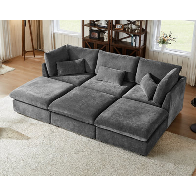 Canapé modulaire surdimensionné en chenille 6 places