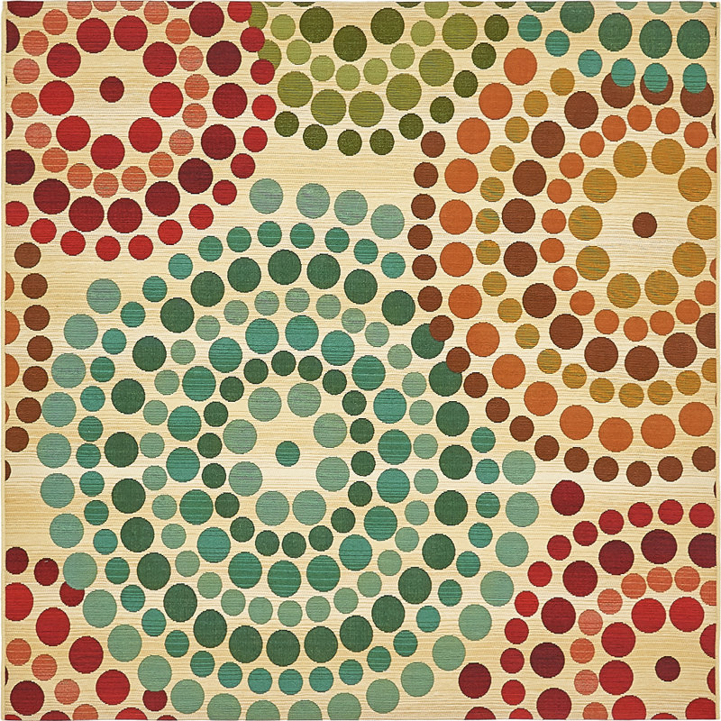 Deweese Washable Geometric Indoor / Outdoor Rug, Square 6'1"