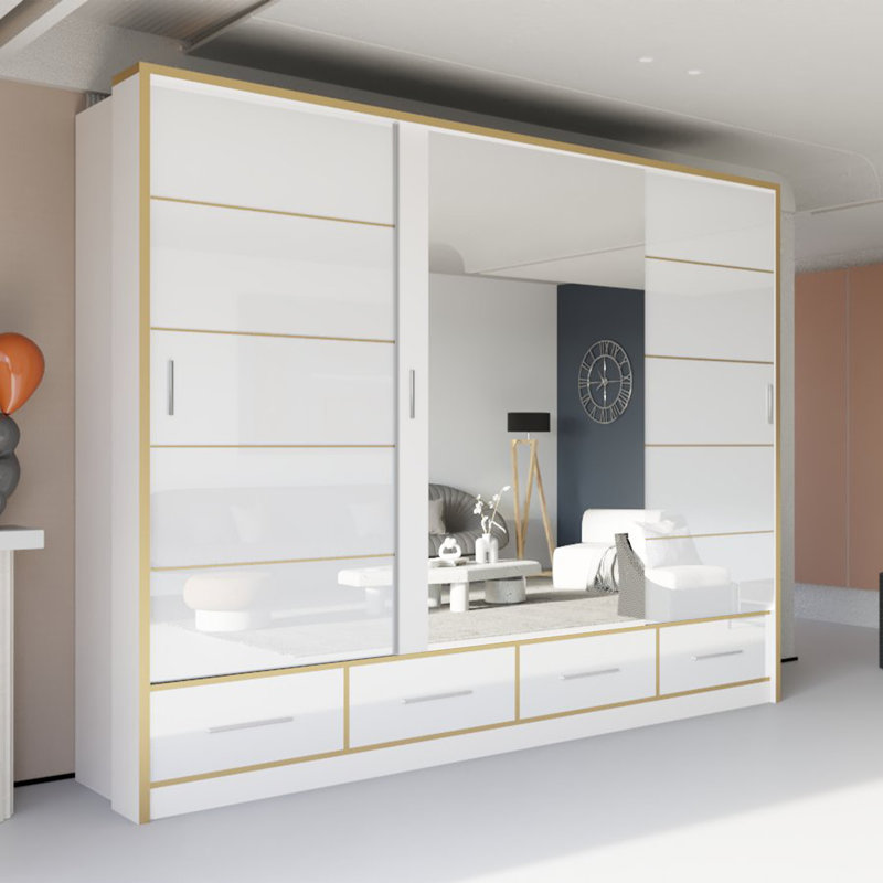 Bayardo 3 Door Manufactured Wood Wardrobe, White