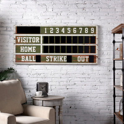 "Wooden Scoreboard" by Winston Porter Distressed Pine Wood Wall-Mounted Graphic Art