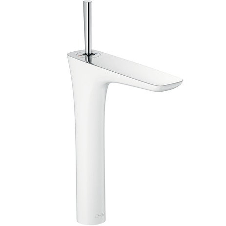 Puravida Single Handle Kitchen Faucet, Chrome/White