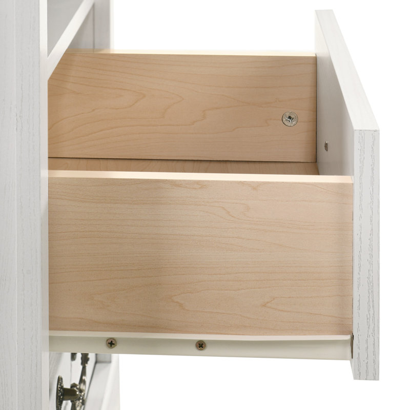 Table de chevet rustique l 22 po avec 2 tiroirs, tablette ouverte, poignée en métal, options multicolores, Blanc