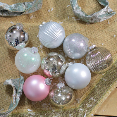 Ornement en forme de boule de Noël et d'oignon incassable à 9 finitions en argent 9 carats 3,75 po (95 mm)