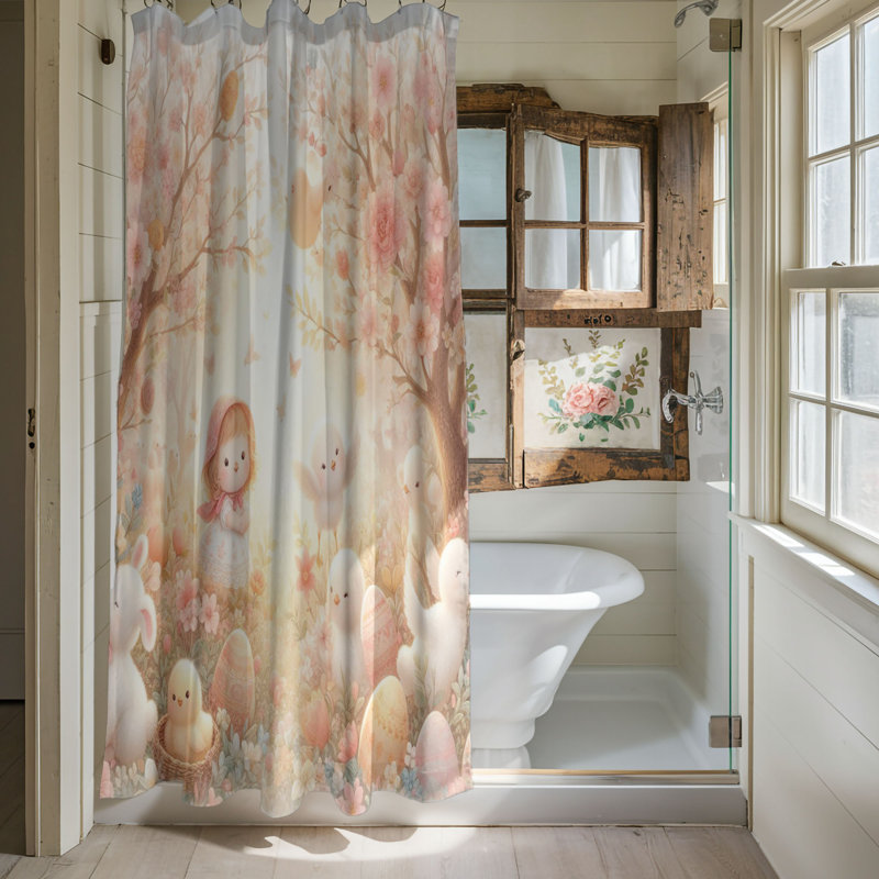 Sweet Bunny - rideau de douche standard 1 pièce, H 74 po x l 35 po