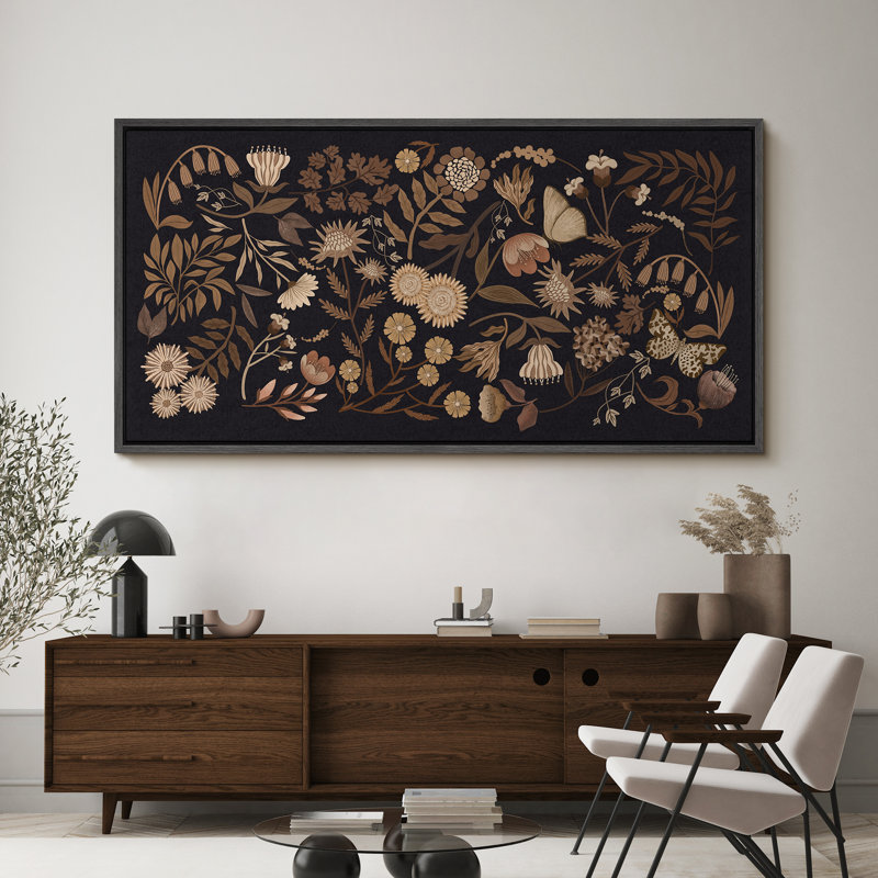 «Vibrant Wildflower Lush Summer Garden Blooming Trees Antique Retro Colorful Room Extra Large Wall Decor», reproduction encadrée