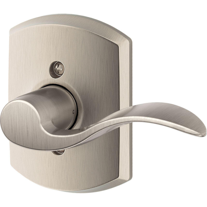Accent Lever with Greenwich Trim Non-Turning Lock, Satin Chrome, Right Hand