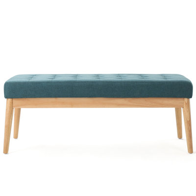 Mid-Century Inspired Teal With Birch Wood Frame And Seat Modern Style Blend Upholstery