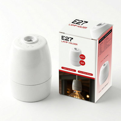 E27 Edison Screw Bulb Holder Socket, Heat Resistant High Temperature Lamp Base with Brass Terminals for LED Light Fittings
