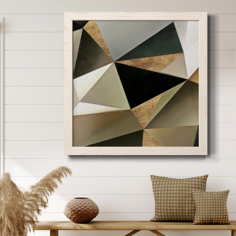 Toile encadrée de qualité supérieure Gold Polygon Wall II - prête à être accrochée, H 27,5 po x l 27,5 po x P 1,5 po, Blanc