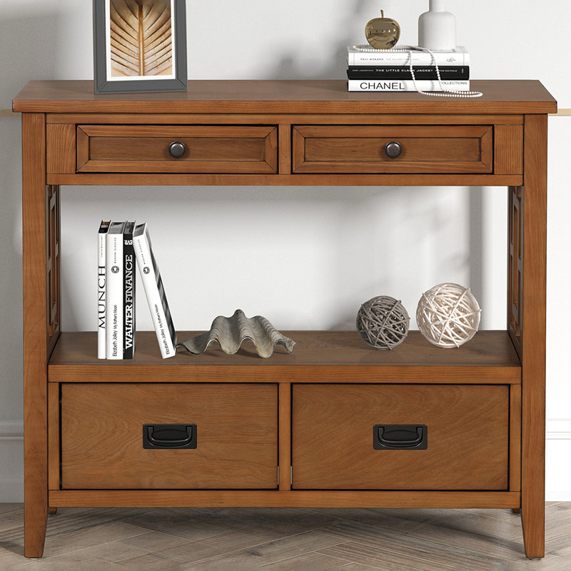 Armoire de rangement de bureau à 4 tiroirs de 36 po de largeur avec rangement ouvert, Brun