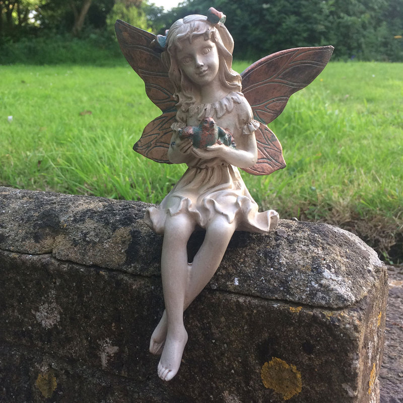 Ash Forest Fairy Shelf Sitter with a Bird Statue