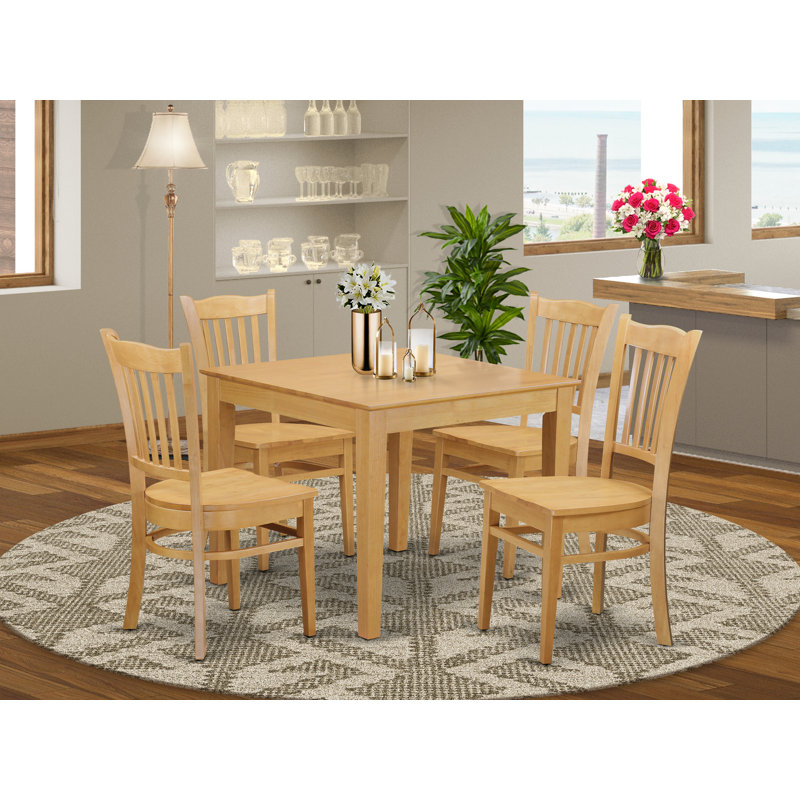 Ensemble de table de salle à manger 5 pièces pour 4 personnes comprenant une table de cuisine carrée et 4 chaises de salle à manger, 36 x 36 pouces, chêne