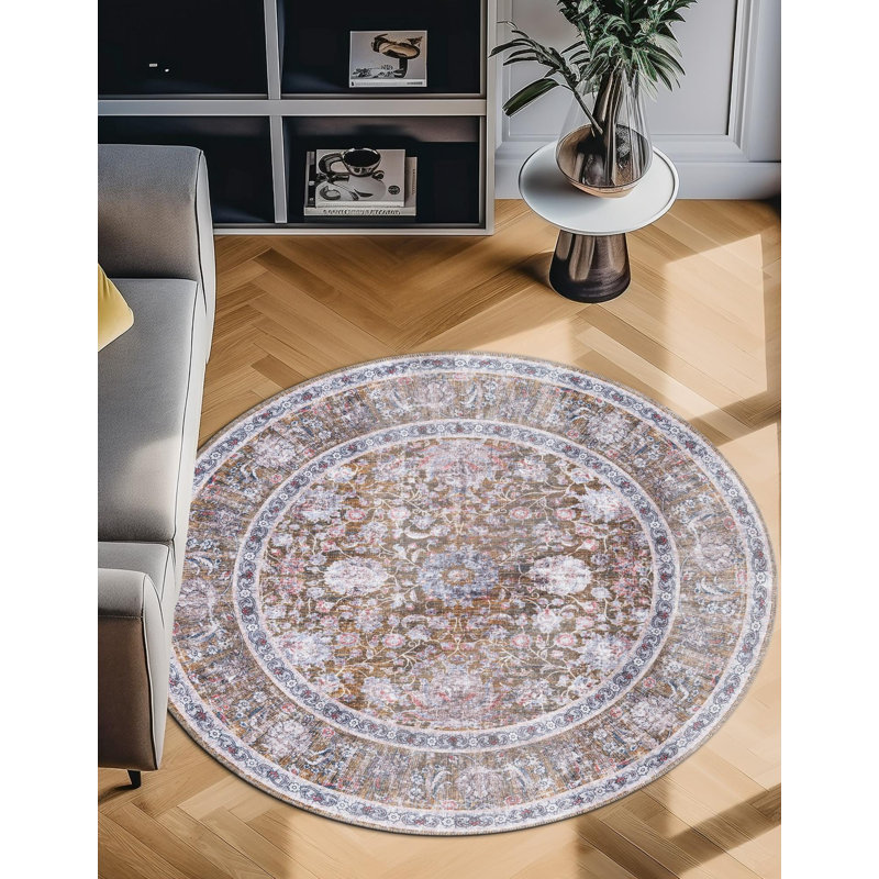 Tapis Samarth Thorine, Or, Rond 4 pi 1 po