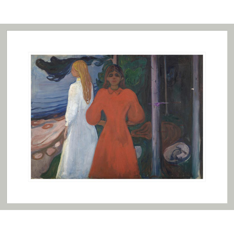 «Red and White» par Edvard Munch - impression giclée encadrée, 17.3" H x 21.75" W