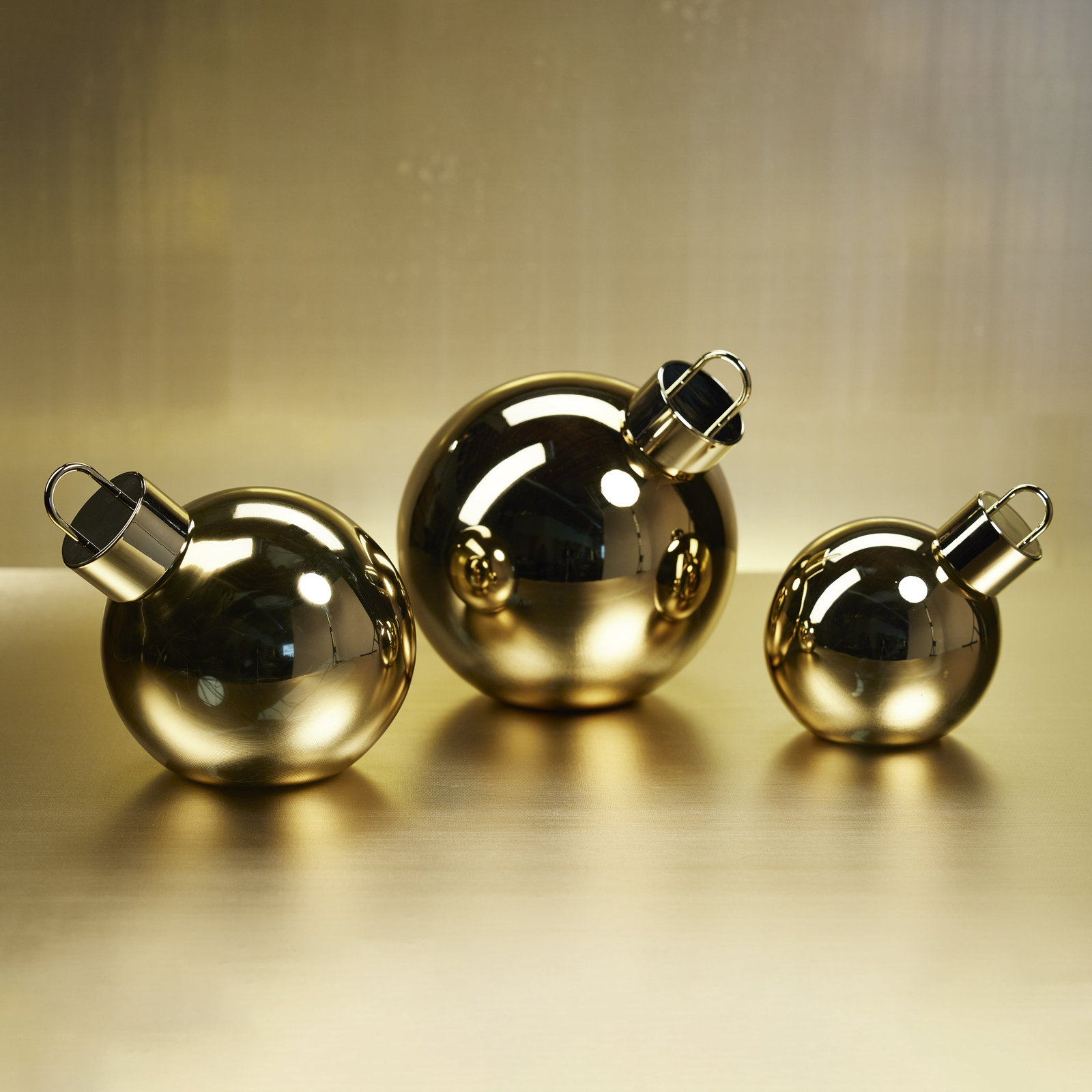 Lighted Glass Slanted Ball Christmas Ornament, Gold, 11.75" H x 11.75" W x 11.75" D