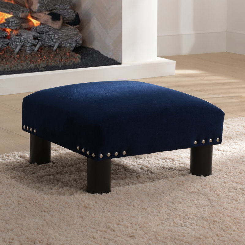 Repose-pieds large de 16 po Winston, Velours bleu marine