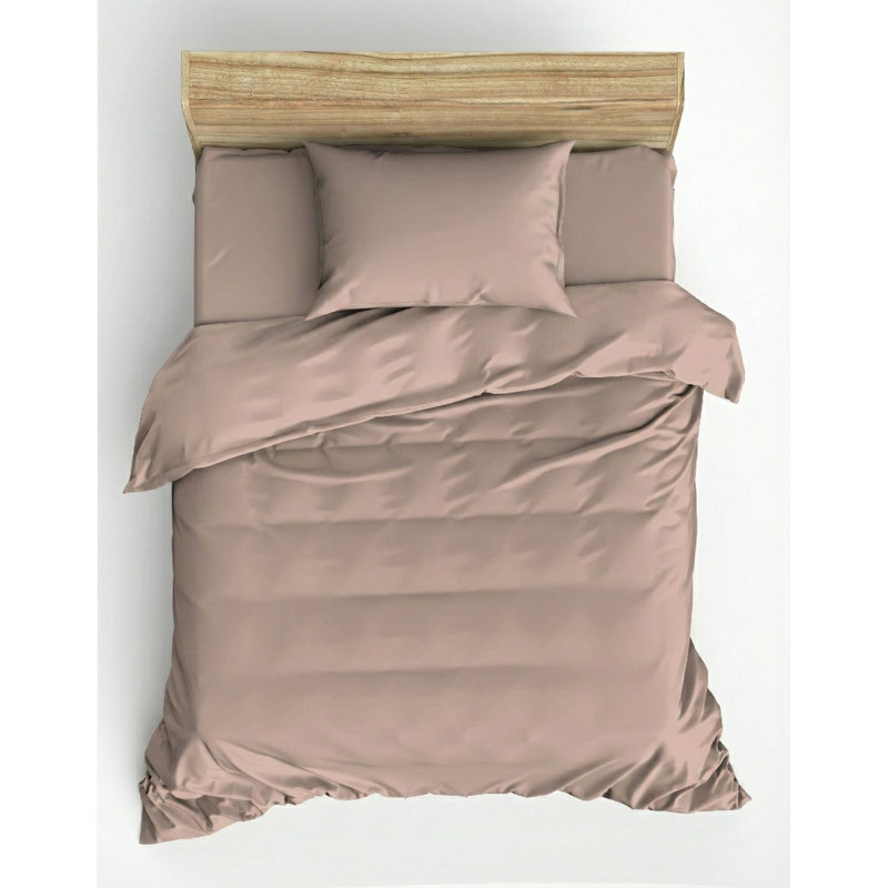 Ensemble de housse de courtepointe luxe simple Ranforce XXL, 100% coton, beige | Housse de couette 61 x 87, taie d'oreiller 31,5 x 31,5 | Impression réactive, lavable à la machine, 145 fils au pouce, literie élégante et confortable pour toute chambre à coucher