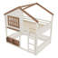 Lit superposé double pleine grandeur avec bibliothèque, rails de sécurité, conception de chalet, lit mezzanine pour enfants, peu encombrant, bois de pin robuste, beige et naturel-1502521697-1502521703
