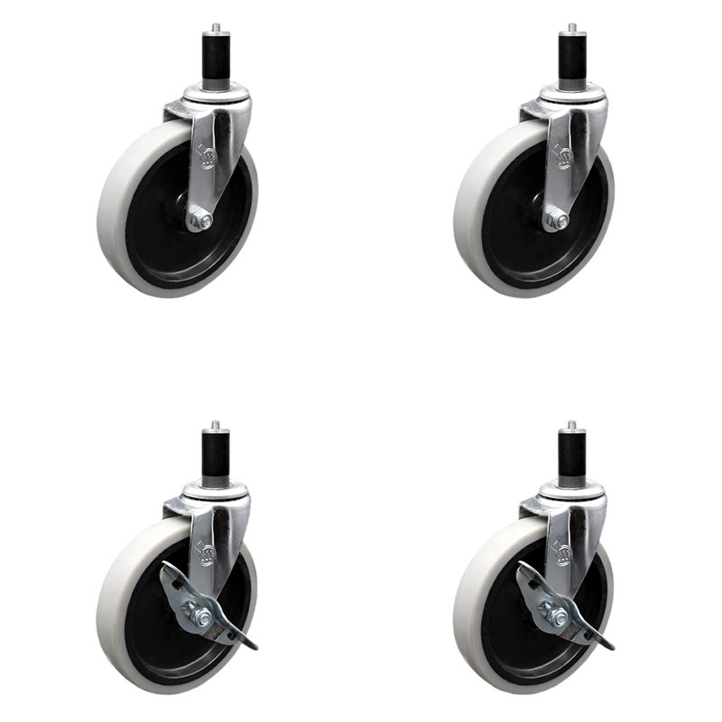 4 Piece Thermoplastic Caster Set with Brakes