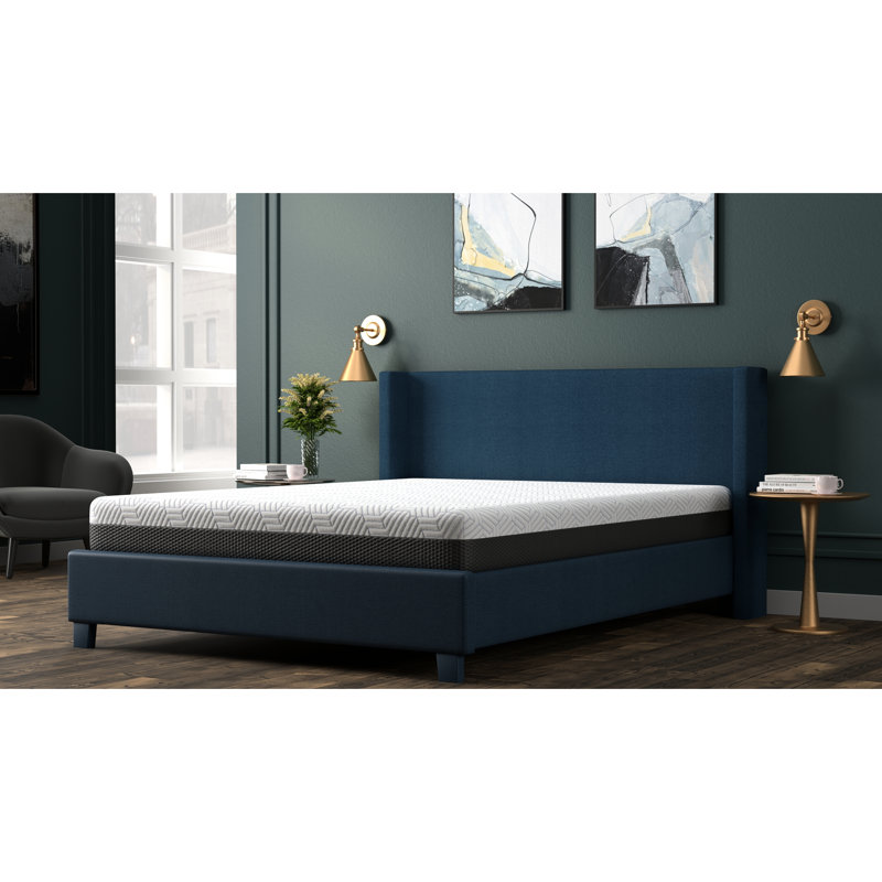 Matelas simple de 8 pouces avec changement de phase de refroidissement, mousse à mémoire de forme I-Gel ventilée de 1 po, base de 3 po et 4 po, housse ferme en mousse blanche et grise, matériau de refroidissement à changement de densité, + gris