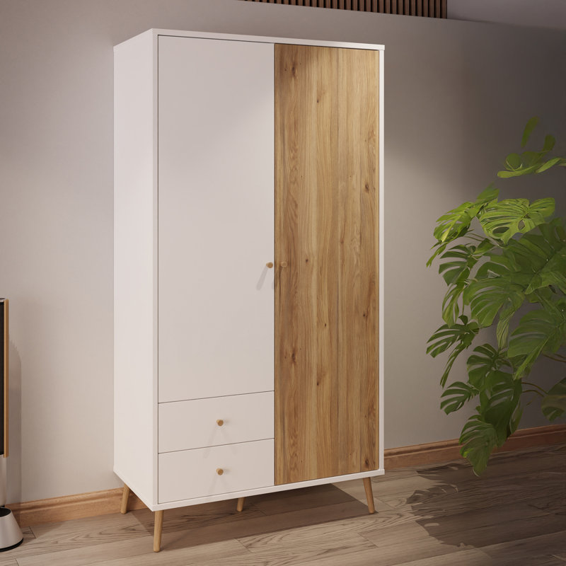 HARLLSON 2 Door Manufactured Wood Wardrobe, White/Brown