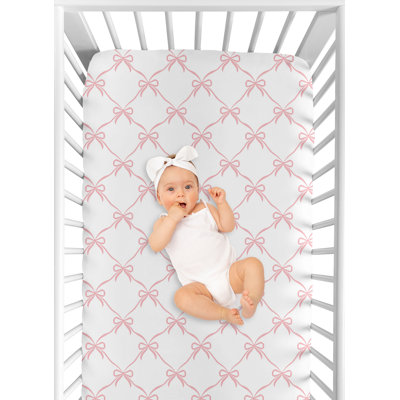 Ballerina and Ballet Bows - Bow Print Fitted Crib Sheet